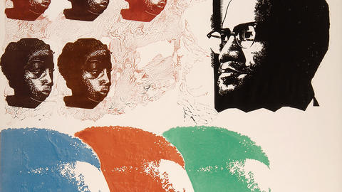 Elizabeth Catlett (1915-2012)    Malcolm Speaks For Us, 1969   Four color linoleum cut   Edition no.: 13/35      Malcolm Speaks for Us by Elizabeth Catlett, 1969.     Courtesy of the Harmon & Harriet Kelley Collection. 
